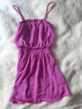 Express Fuchsia Spaghetti Strap Chiffon Dress